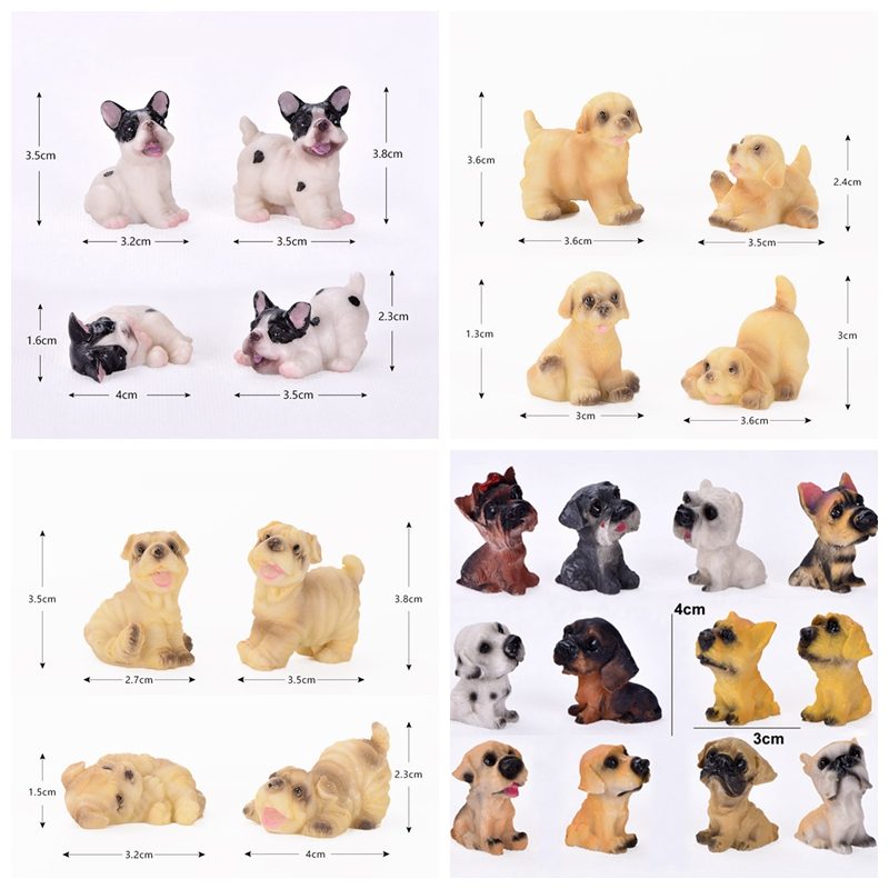 Resin Animals Pet Dog Models Bulldog Sandpiper Golden Retriever Figurine Wholesale Fairy Garden Accessories Supplies Pot Bonsai Mini Fairy Garden Ornament Small Artificial Dog Terrarium Fairy Garden Kits Decoration